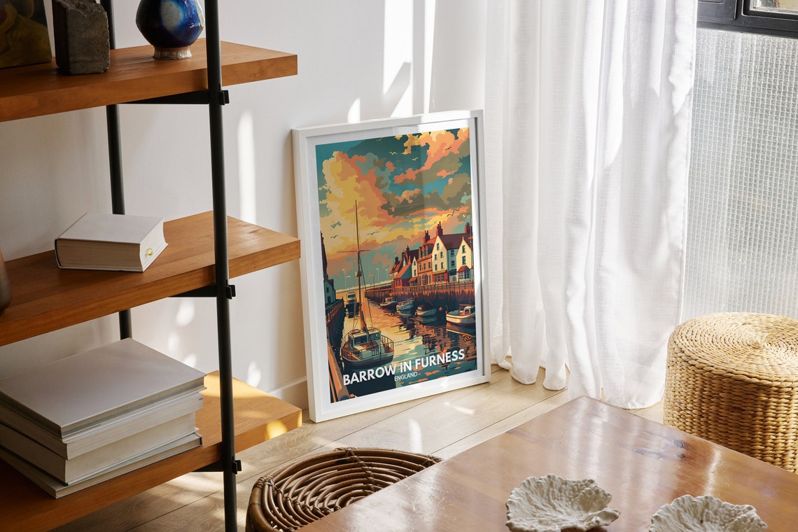 Barrow In Furness Print Barrow In Furness City Poster Uk Wall Art England Wall Art Decor British Travel Poster England City Art - Image 2