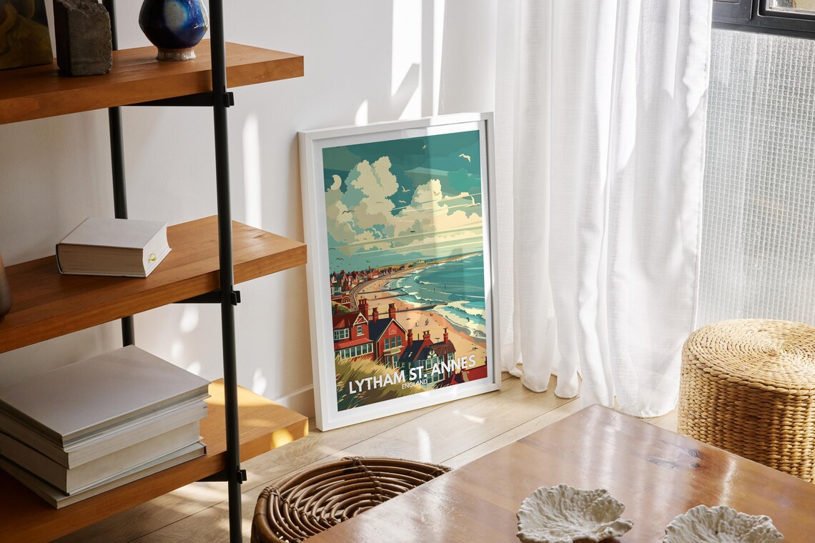 Lytham St Annes England Beach Red Brick Houses Seaside Poster - Image 2