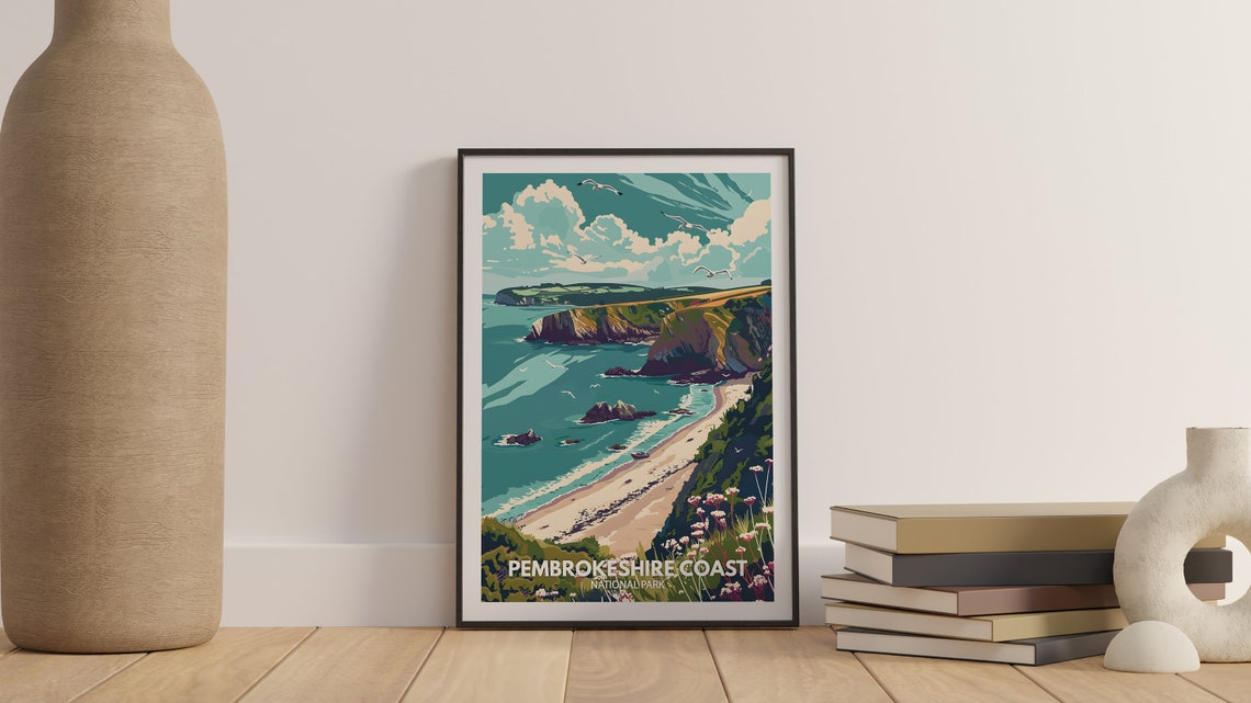 Pembrokeshire Coast National Park Poster Cliffs Seabirds Wild View - Image 3