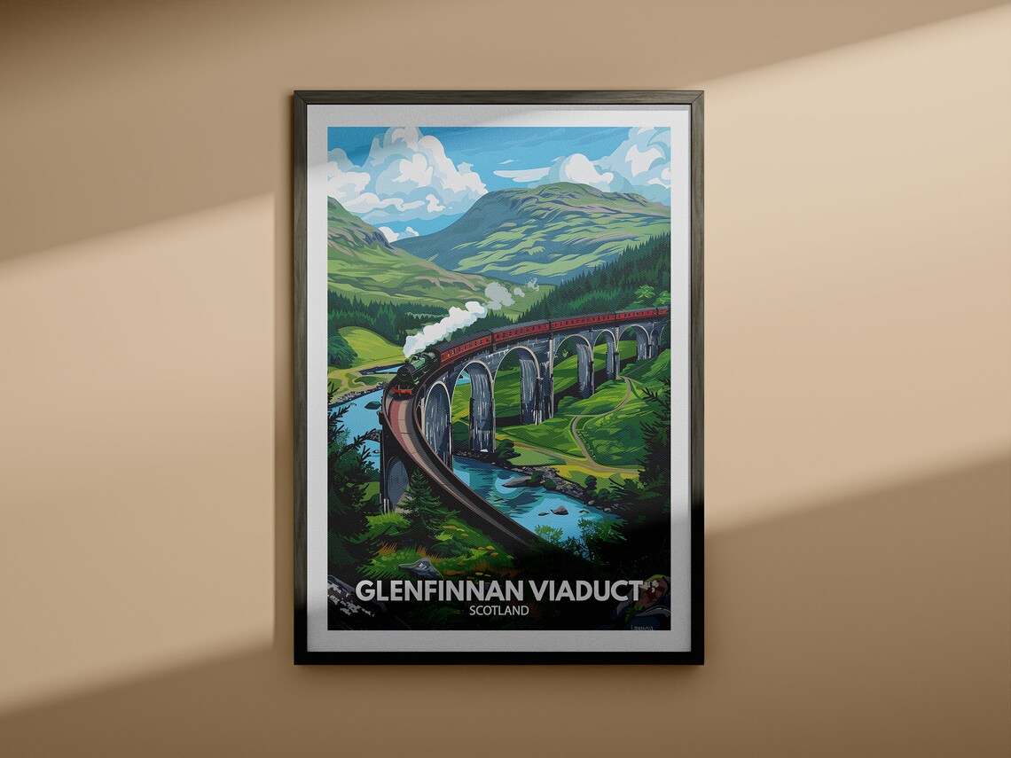 Glenfinnan Viaduct Print Glenfinnan Viaduct City Poster Uk Wall Art Scotland Wall Art Decor Scotland Travel Poster - Image 4