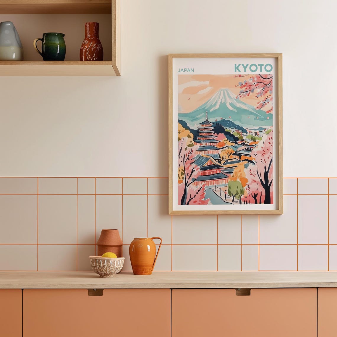 Kyoto Cityscape Watercolor Art Print, Japan - Image 2