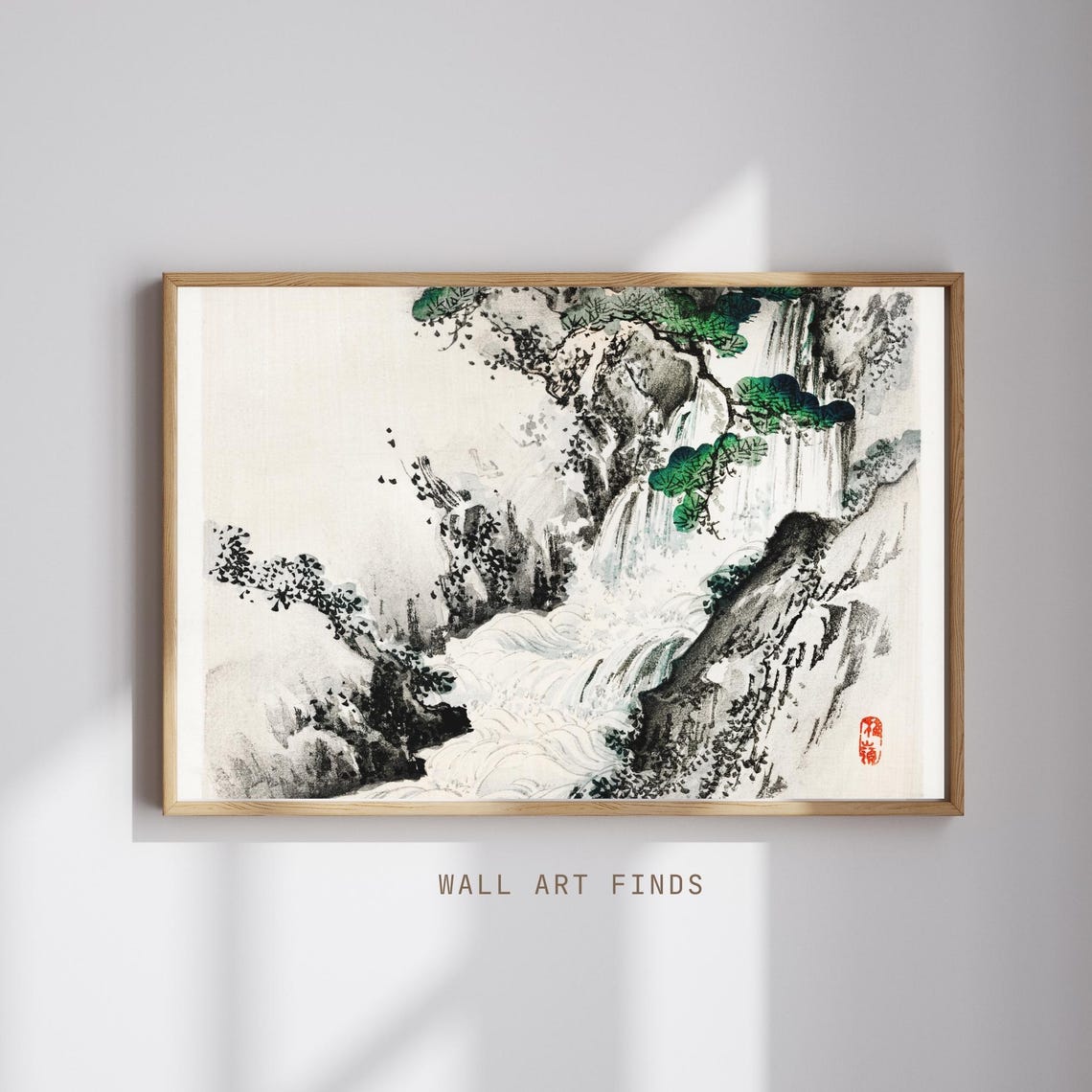 Kono Bairei Mountain Waterfall Japanese Sumi Ink Painting Poster