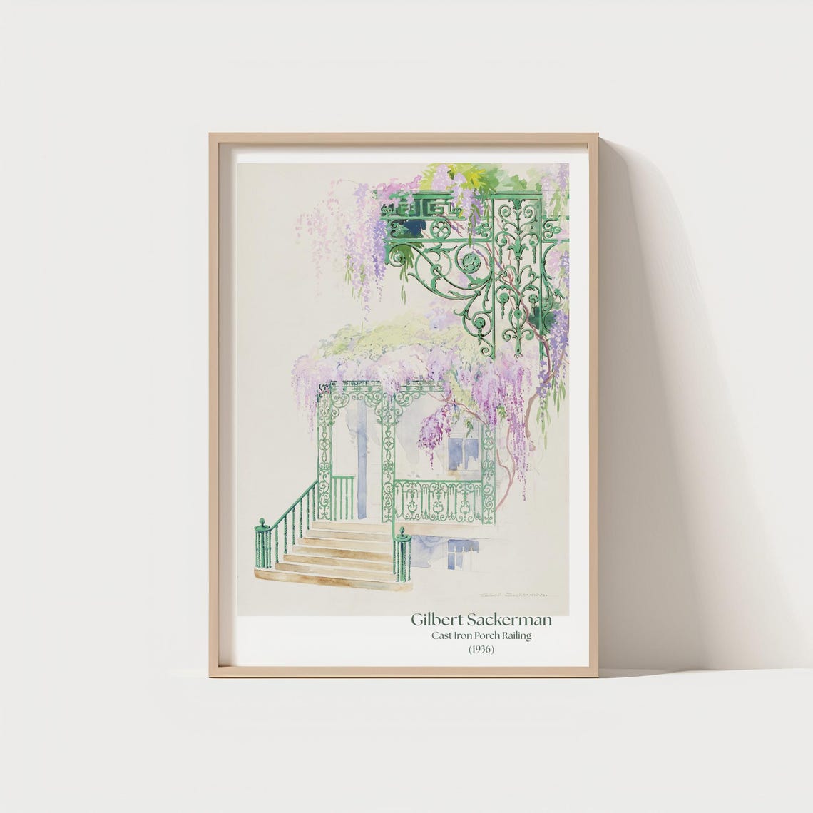 Gilbert Sackerman Cast Iron Porch Railing 1936 Vintage Art Print