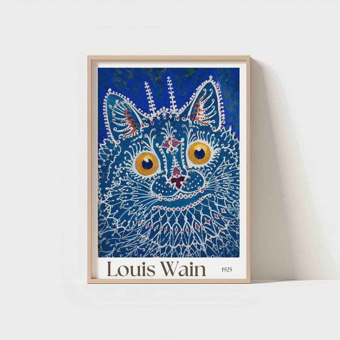 Louis Wain 1925 Blue Psychedelic Cat Vintage Classic Art Poster
