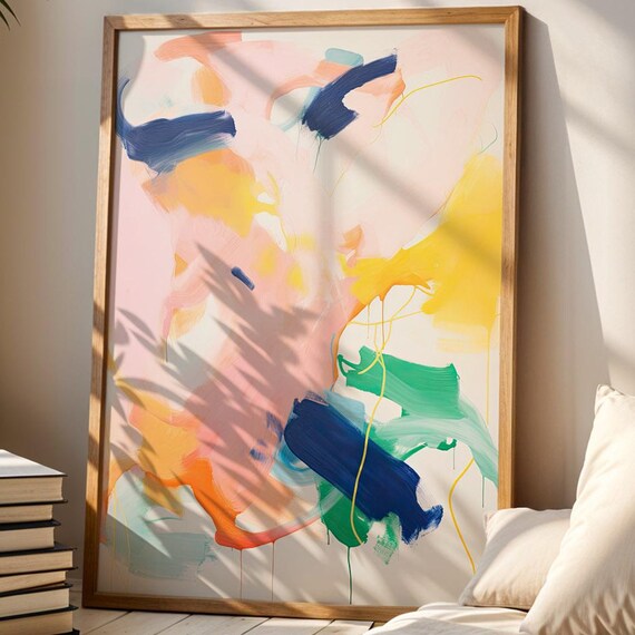 Abstract Expressionist Poster Pastel Brushstroke Art Print Illustration For Modern Interiors Painting Drawing
