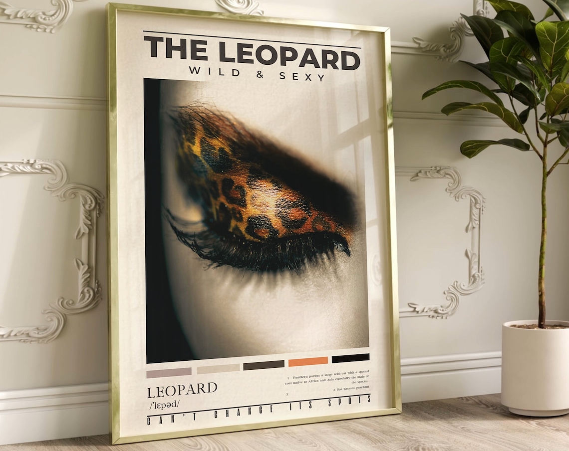 Chic Leopard Definition Art Print, Preppy Bedroom Decor