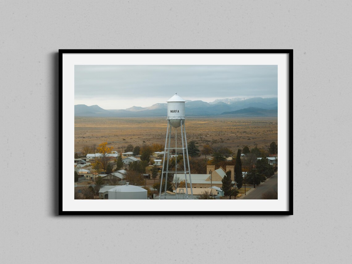 Marfa Texas Water Tower Desert Town Wide Panorama Photo Poster
