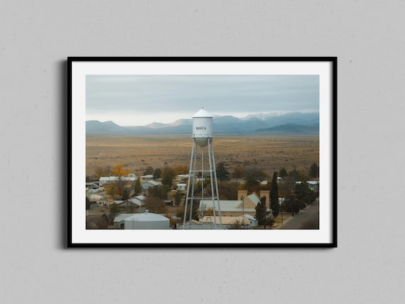 Marfa Texas Water Tower Desert Town Wide Panorama Photo Poster