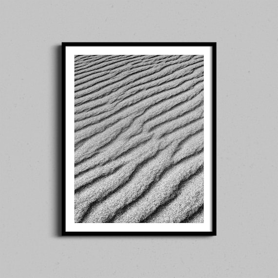 Black and White Sand Dune Ripples Abstract Texture Fine Art Photo Poster