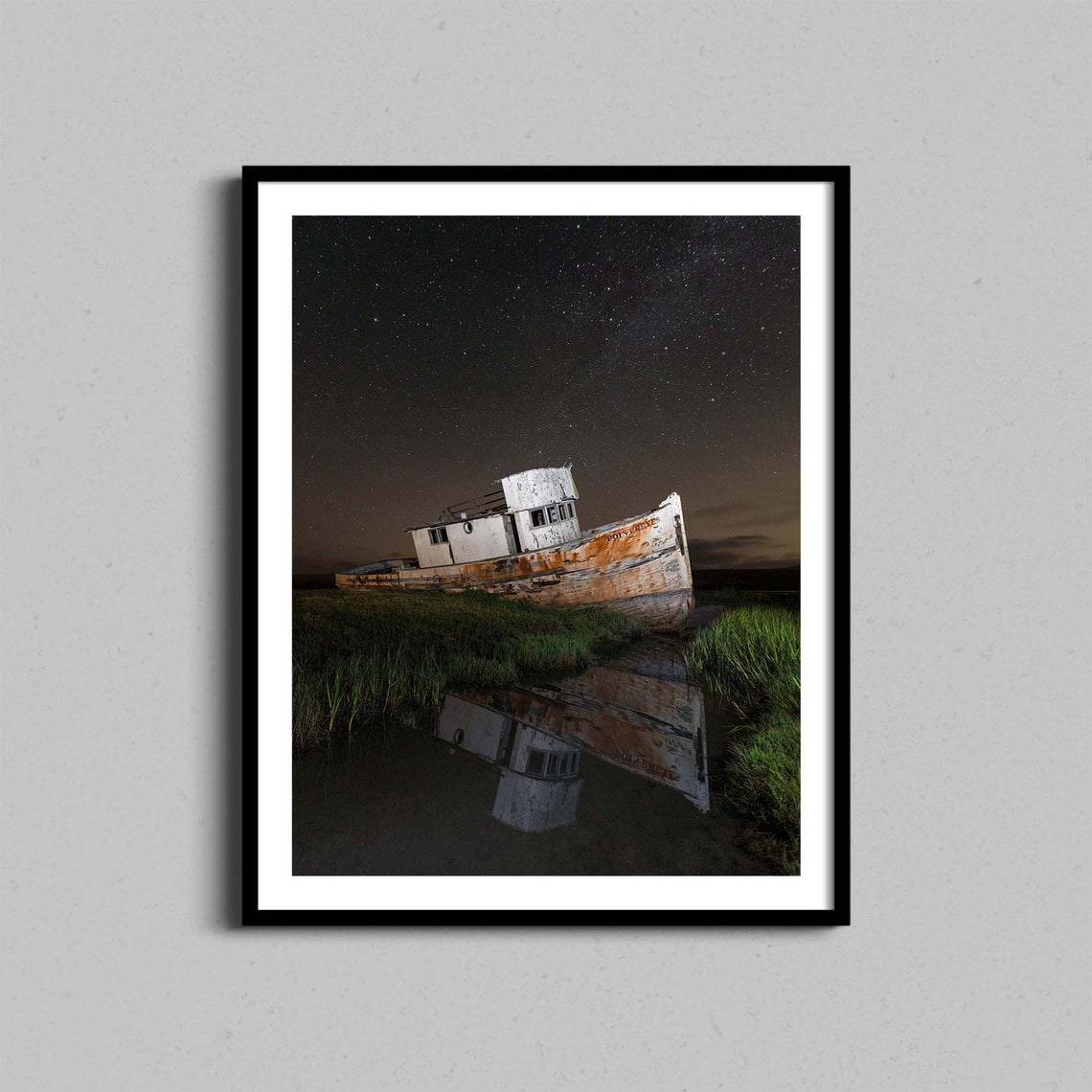 Point Reyes Shipwreck Night Stars Reflection Photography Poster