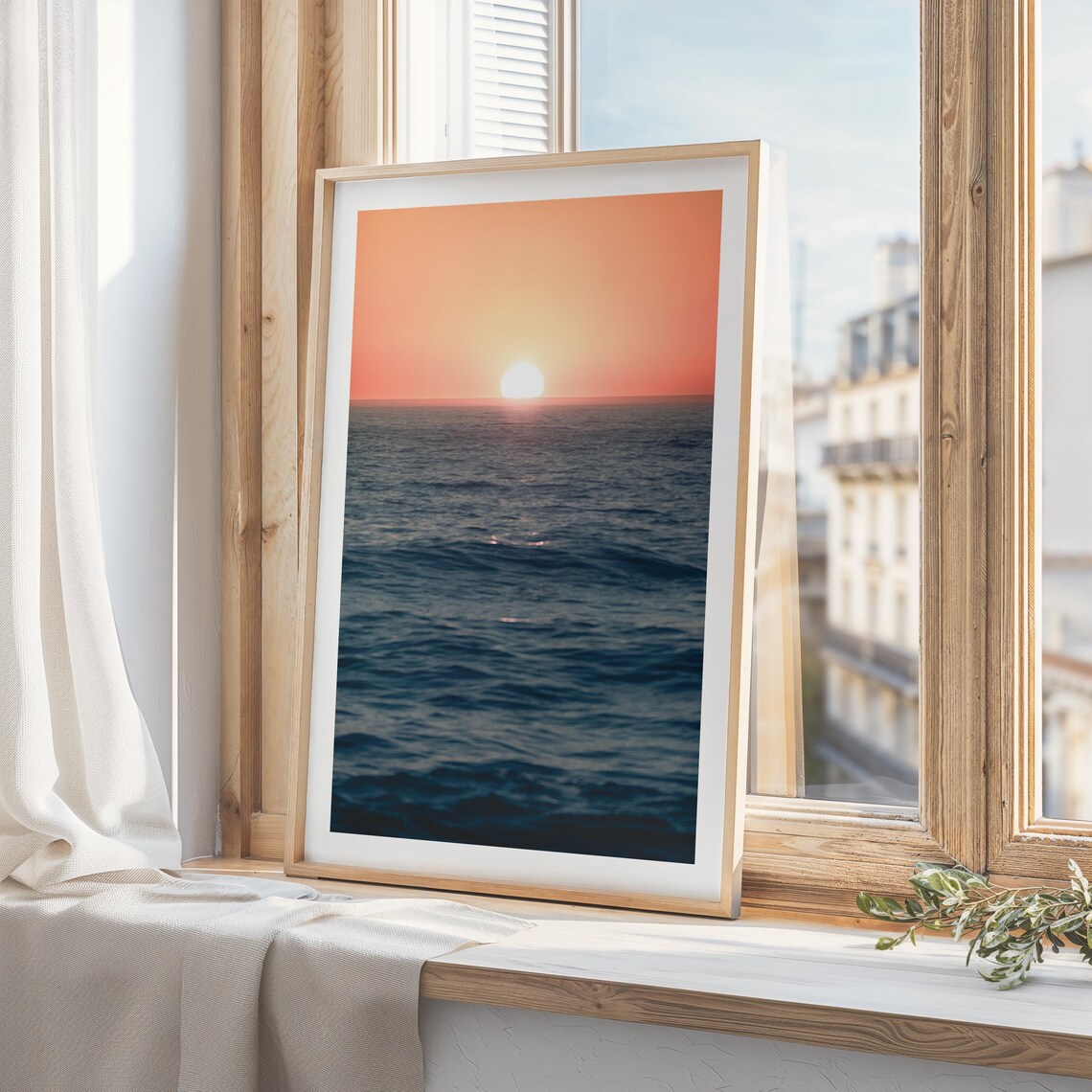 Sunset Over the Ocean Minimalist Seascape Photography Poster