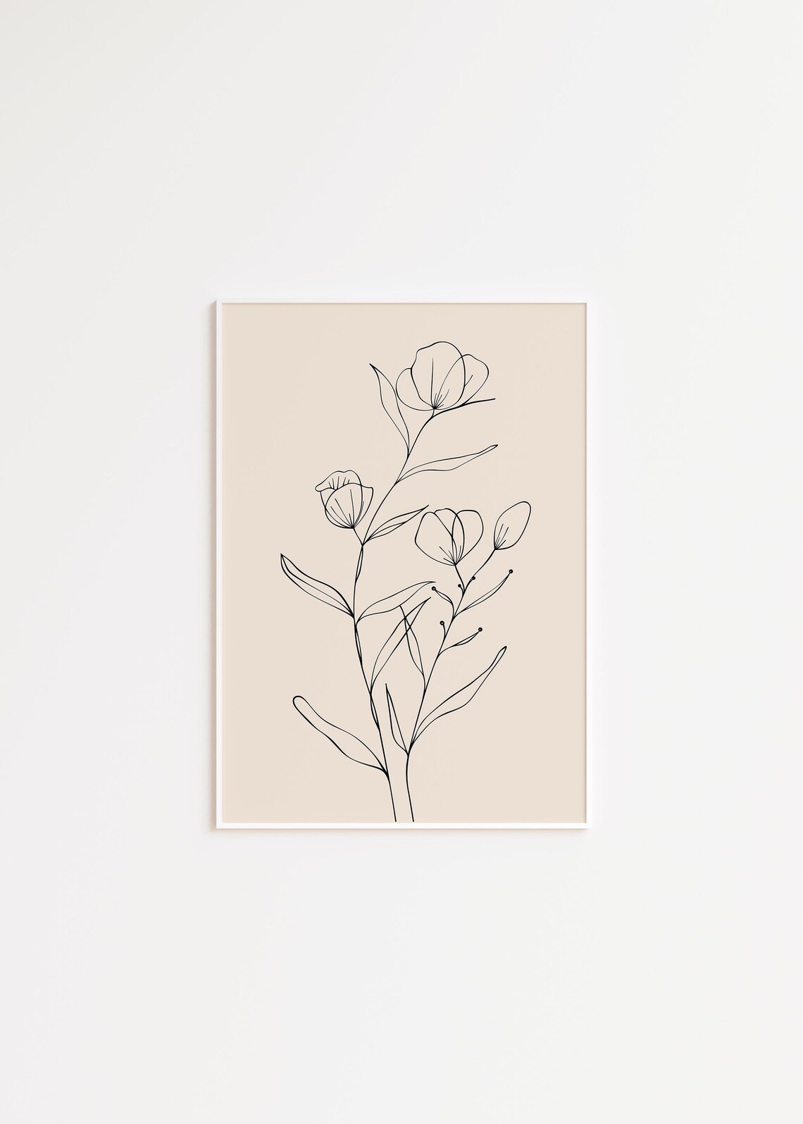Botanical Line Drawing Art Print, Minimalist Flower