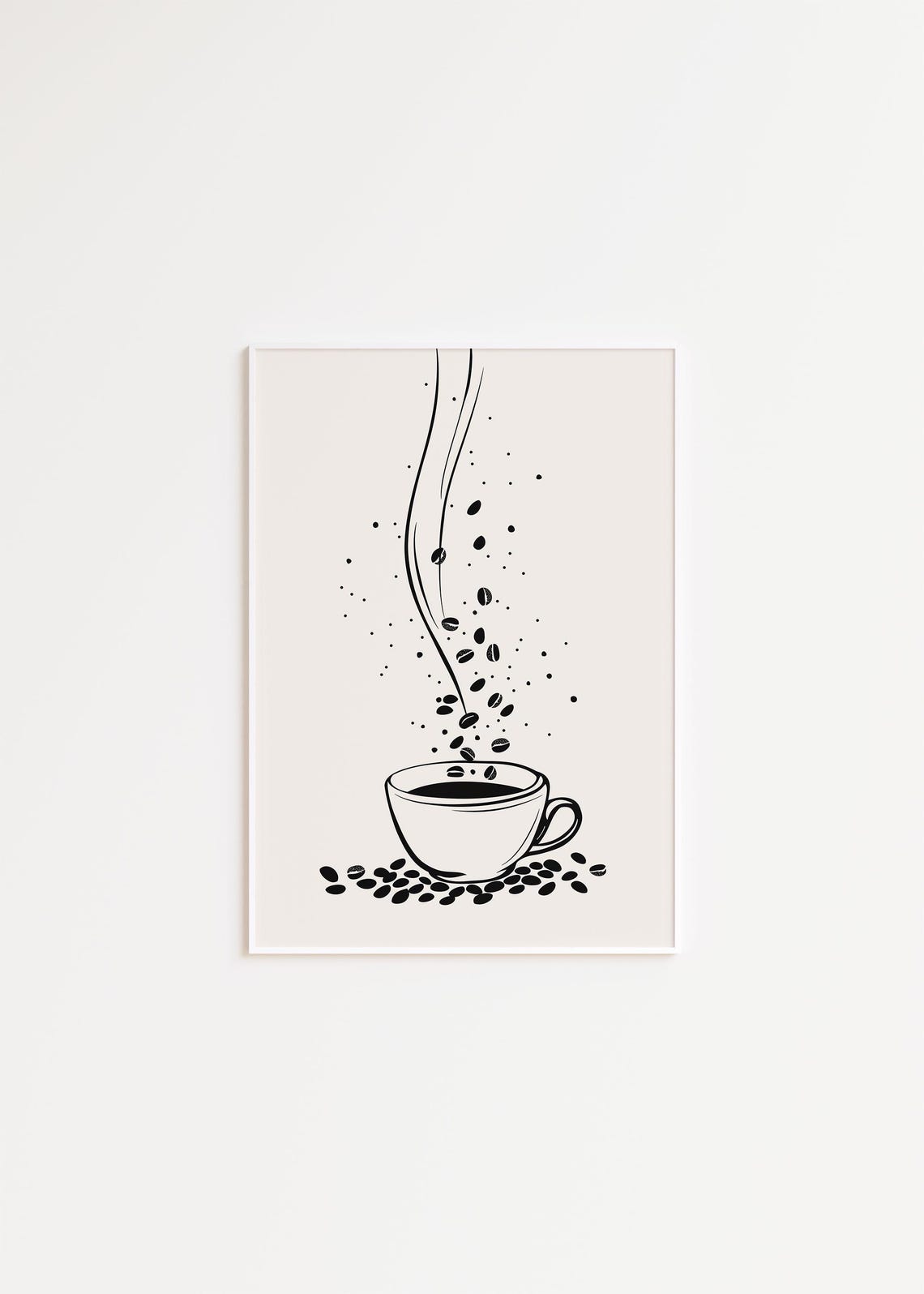 Minimalist Black Coffee Cup Line Art Charming Kitchen Wall Art