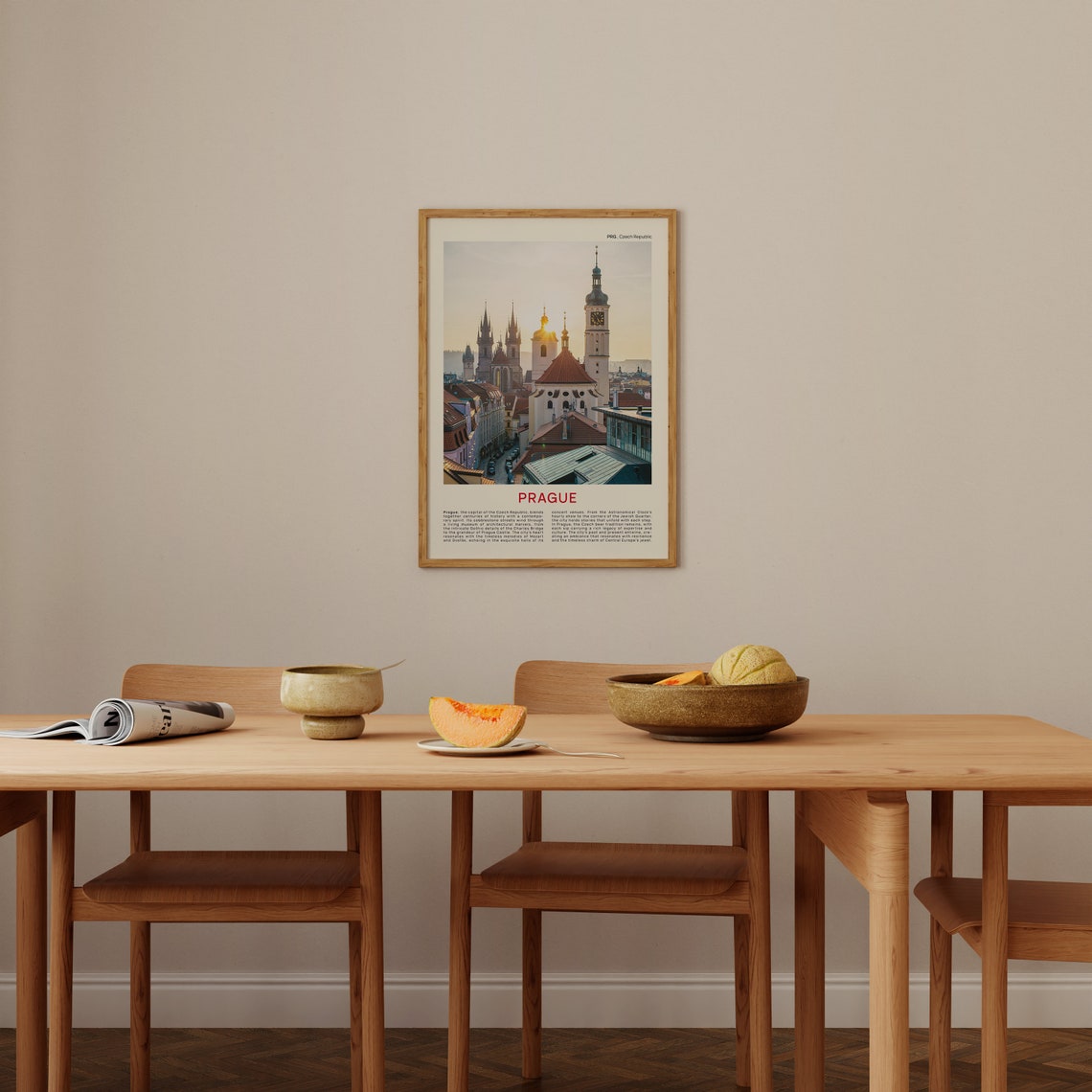 Prague Old Town Sunset Rooftops and Church Spires Skyline Poster - Image 4