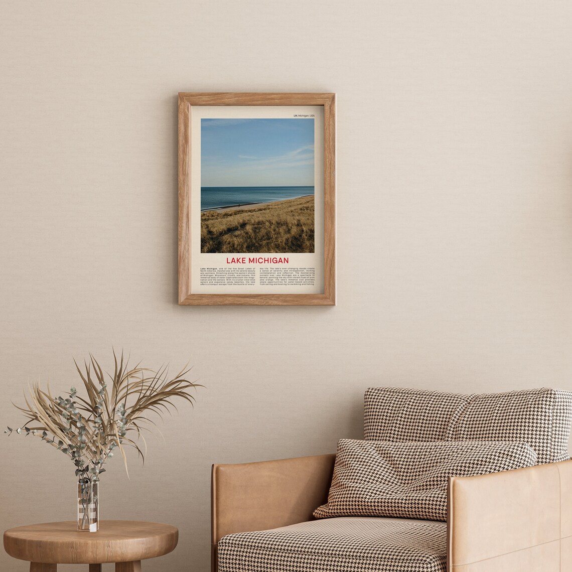 Lake Michigan Shoreline Dunes Calm Water Film Photo Travel Poster - Image 4