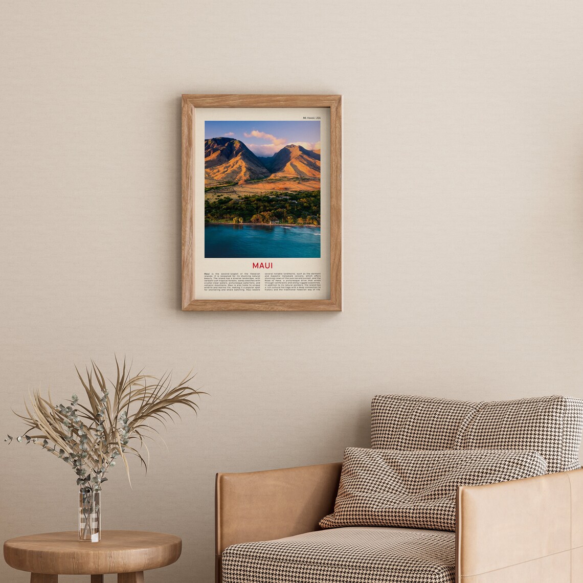 Maui Hawaii Golden Volcanic Mountains Coast Film Photo Travel Poster - Image 3