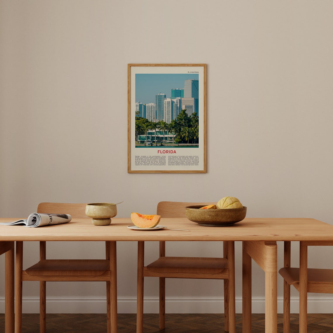 Florida Miami Skyline Palm Trees Tropical Cityscape Photo Poster - Image 3