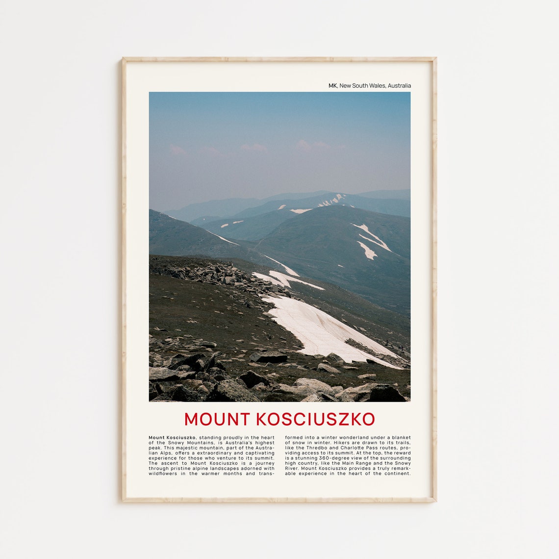 Mount Kosciuszko Print Film Photo Kosciuszko Wall Art Kosciuszko Poster Kosciuszko Photo Mount Kosciuszko Poster Print Kosciuszko Nsw