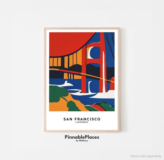 Golden Gate Bridge Art Print Matisse Style San Francisco File