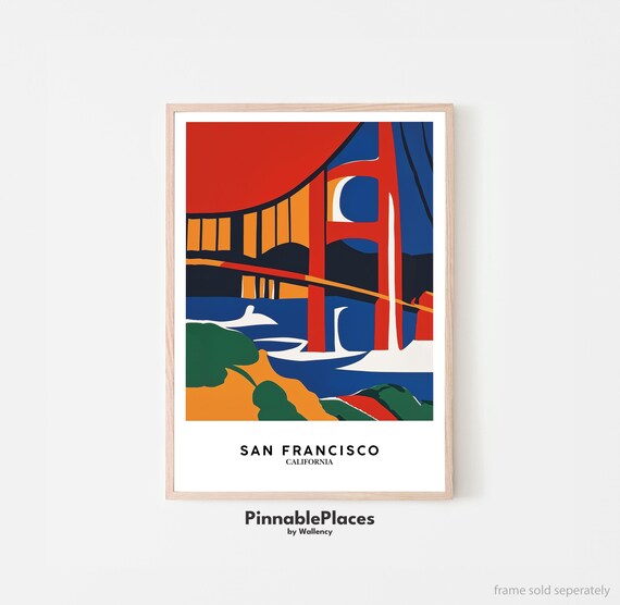 Golden Gate Bridge Bold Matisse Style San Francisco California Poster