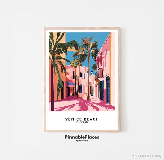 Venice Beach Art Print Pink Coast Matisse Style File