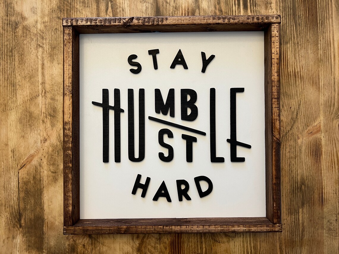 Stay Humble Hustle Hard Bold Block Letter Sign Style Quote Poster - Image 3