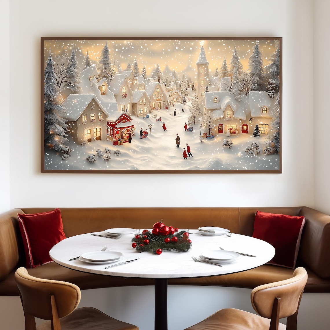 Christmas Village Santa's Workshop, Winter Art Print - Image 4