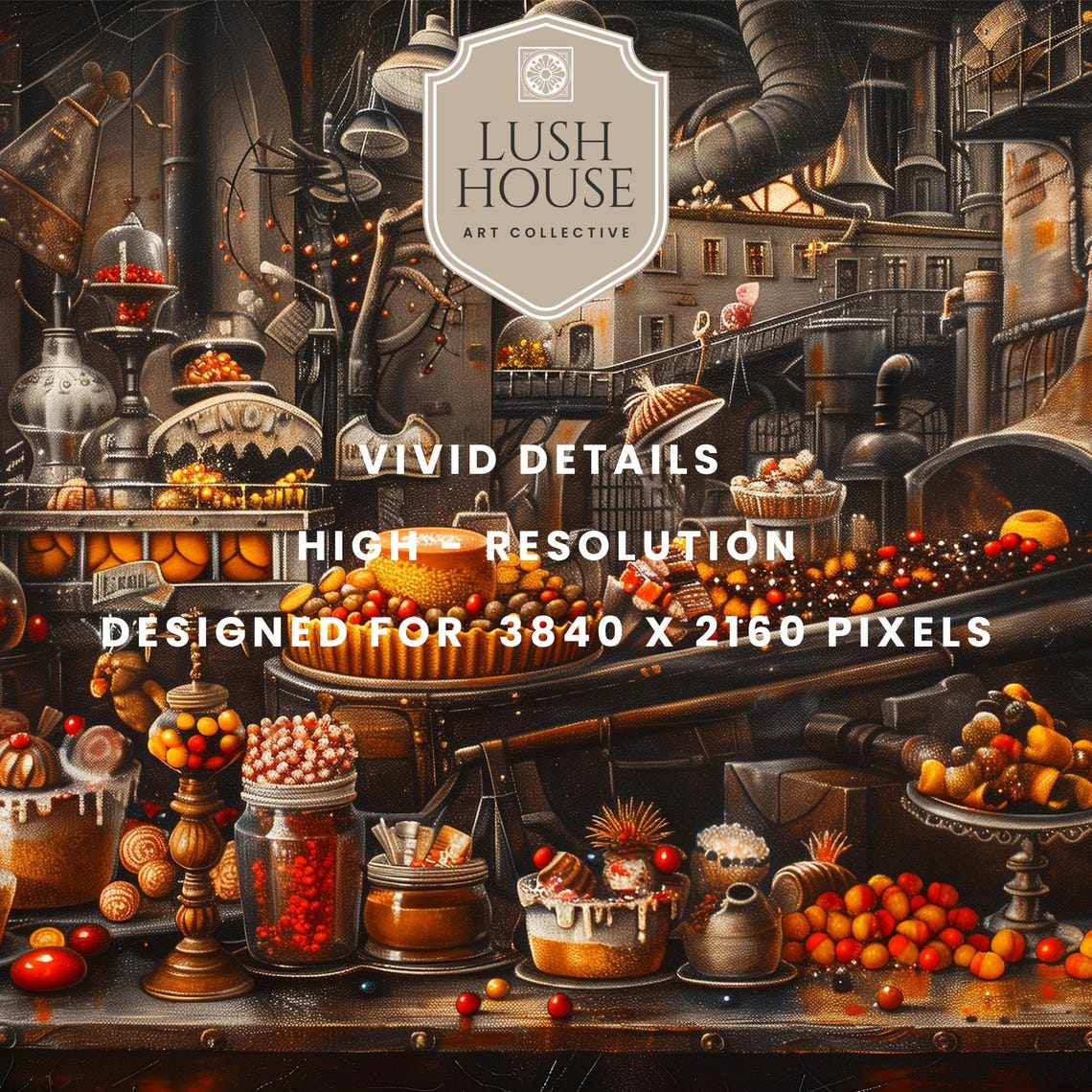 Steampunk Candy Factory Workshop Dark Moody Victorian Sweets Poster - Image 3