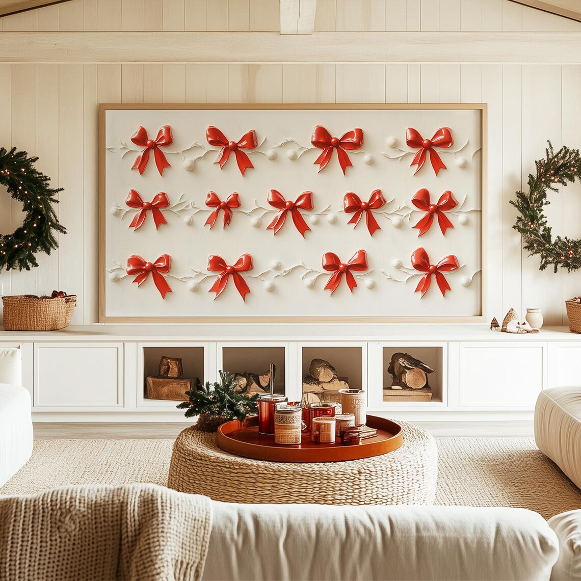 Christmas Bow Minimalist Holiday Wall Art Print - Image 3