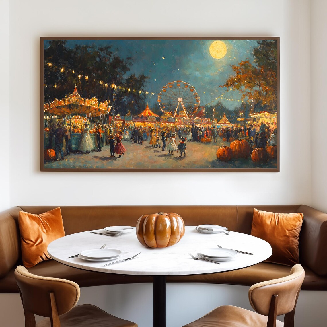 Vintage Halloween Carnival, Antique Oil Painting Print - Image 4