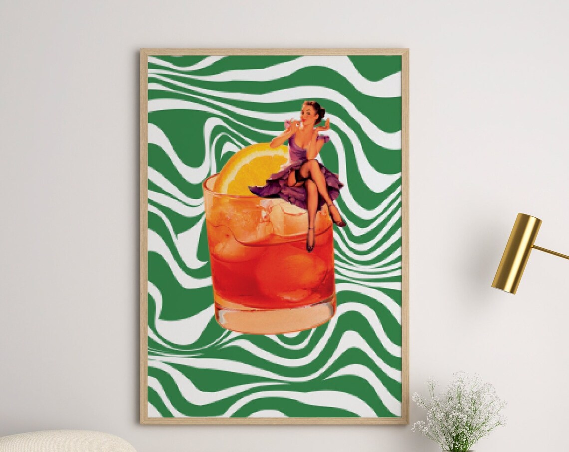 Funky Retro Bar Cart, Vintage Surrealism Art - Image 5