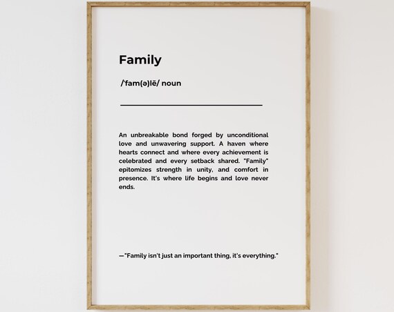 Family Definiton Wall Art Typography Home Decoration