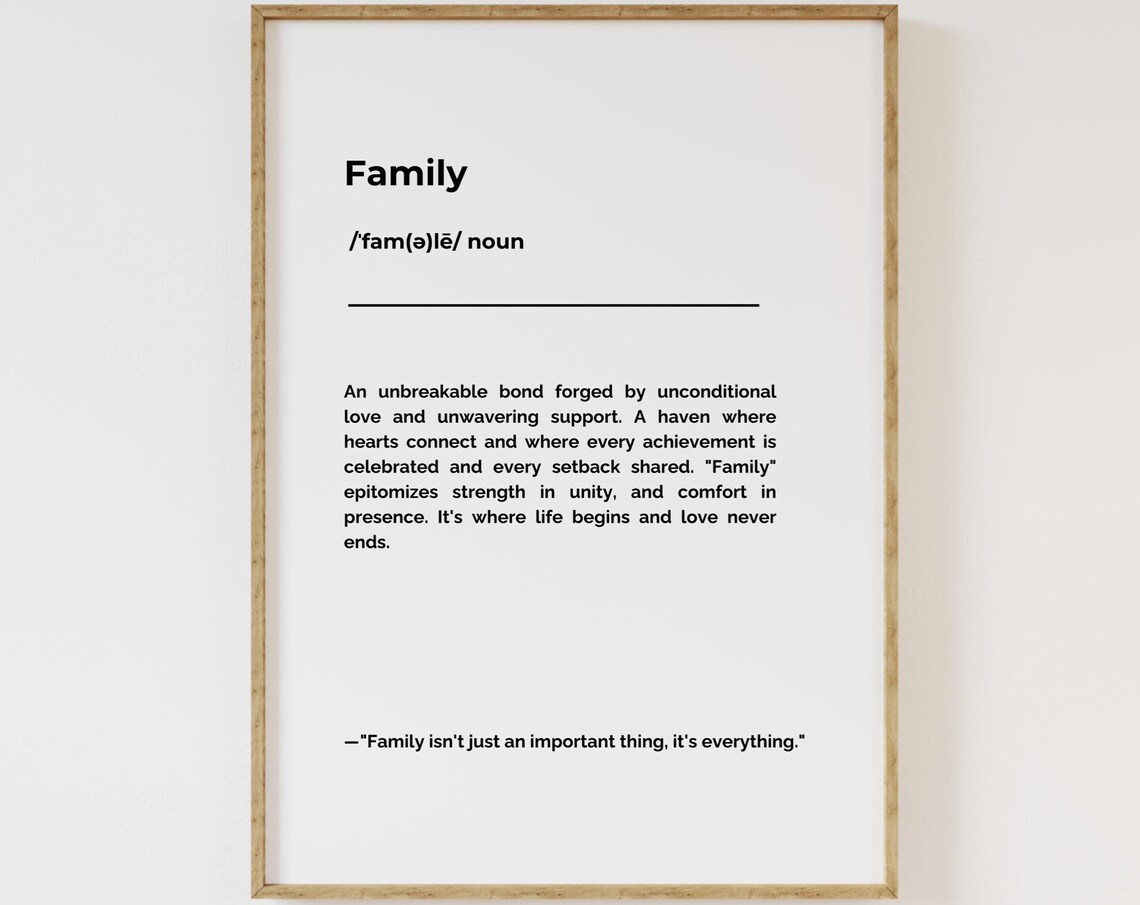 Family Definition Minimalist Typography Print Gift Home Decor