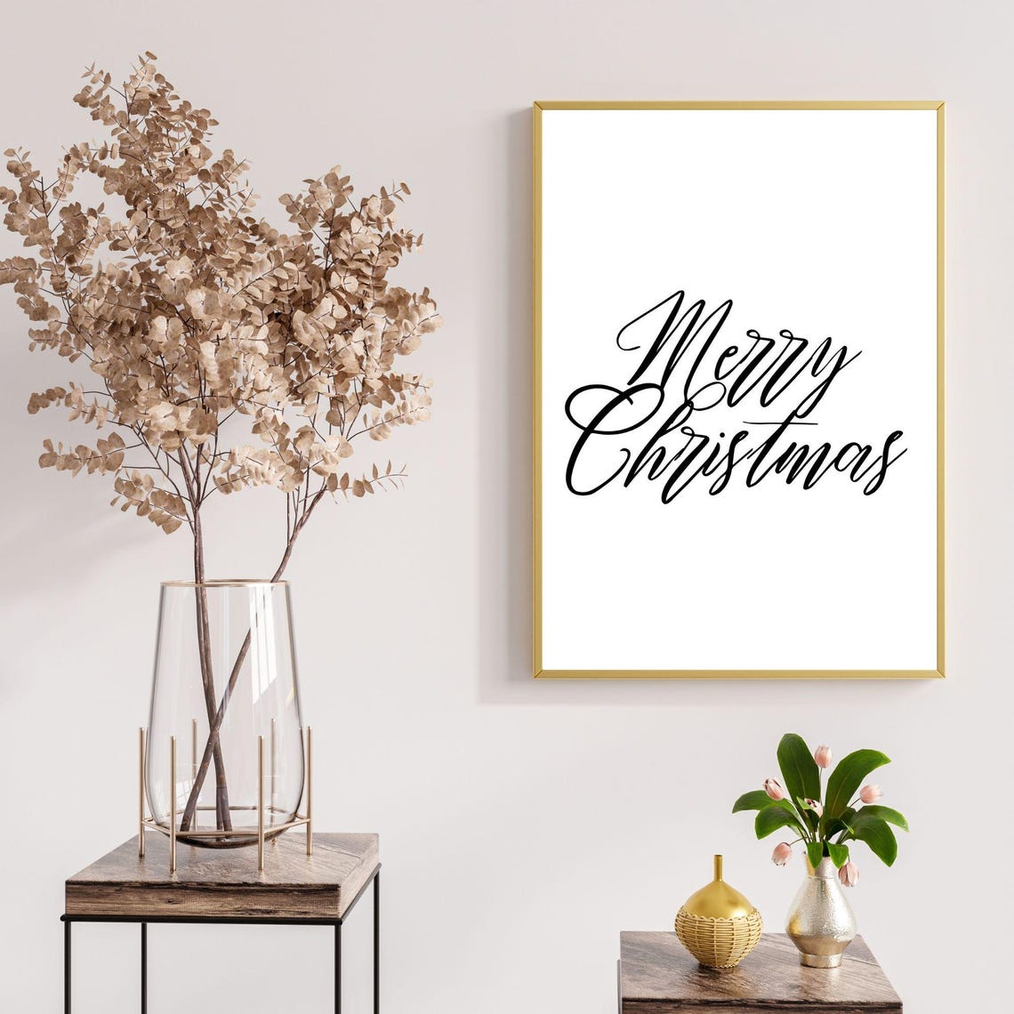 Merry Christmas Elegant Script Minimalist Holiday Decor Poster - Image 5