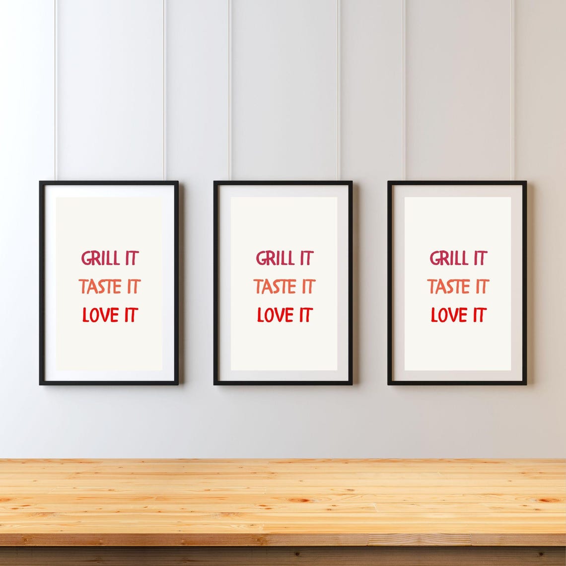 Grill It Taste It Love It Fun Typography Design Aesthetic Kitchen Poster Playful Kitchen Wall Art Minimalist Art - Image 5