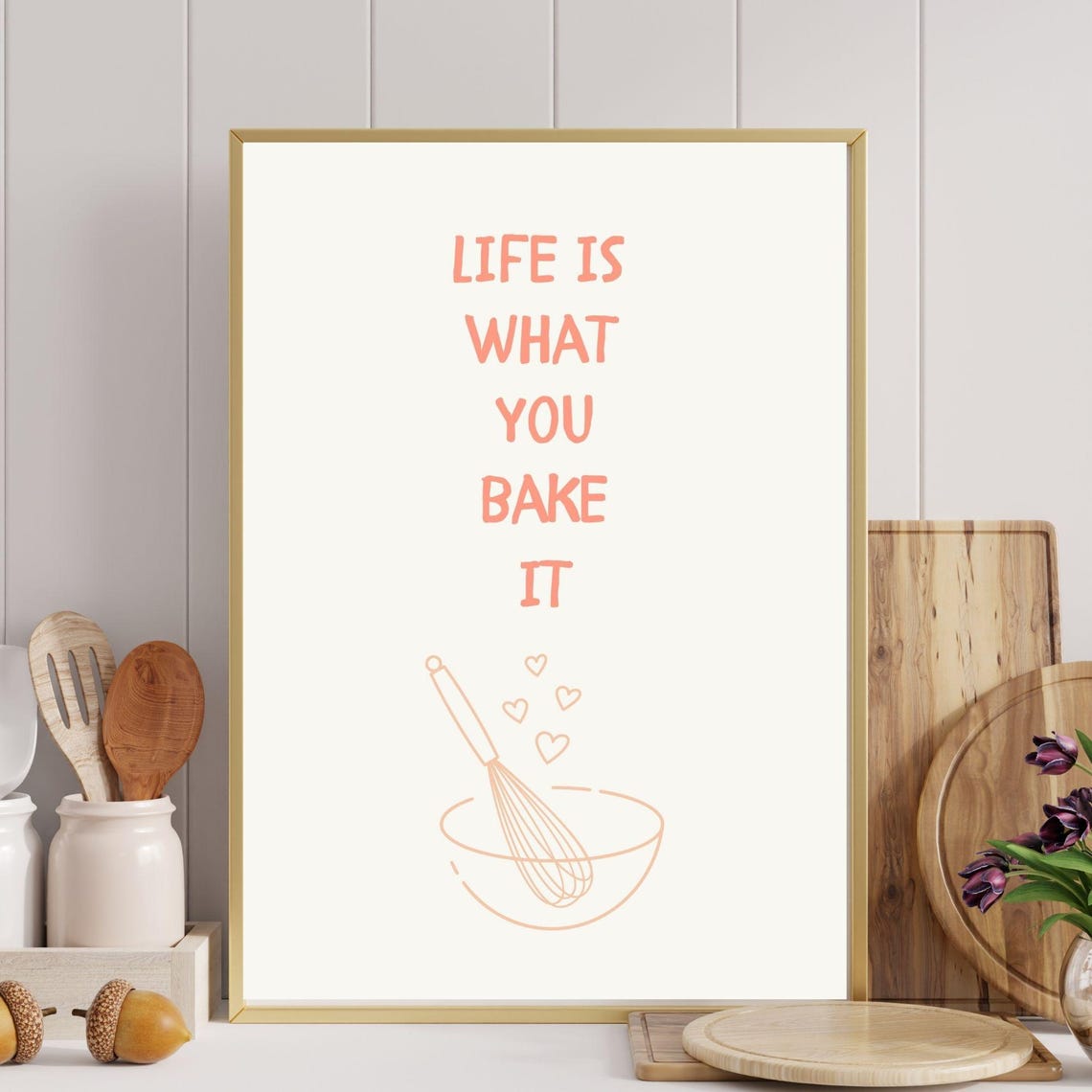 Life Is What You Bake It Playful Kitchen Wall Art Aesthetic Kitchen Poster Cute Minimalist Wall Art Wall Poster - Image 6