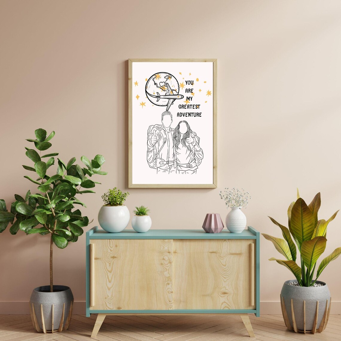 You Are My Greatest Adventure Travel Couple Line Art Wall Poster - Image 2