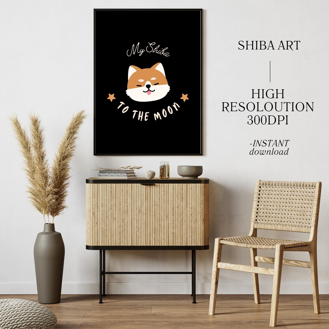 My Shiba To The Moon Black Crypto Meme Shiba Inu Dog Wall Poster - Image 3