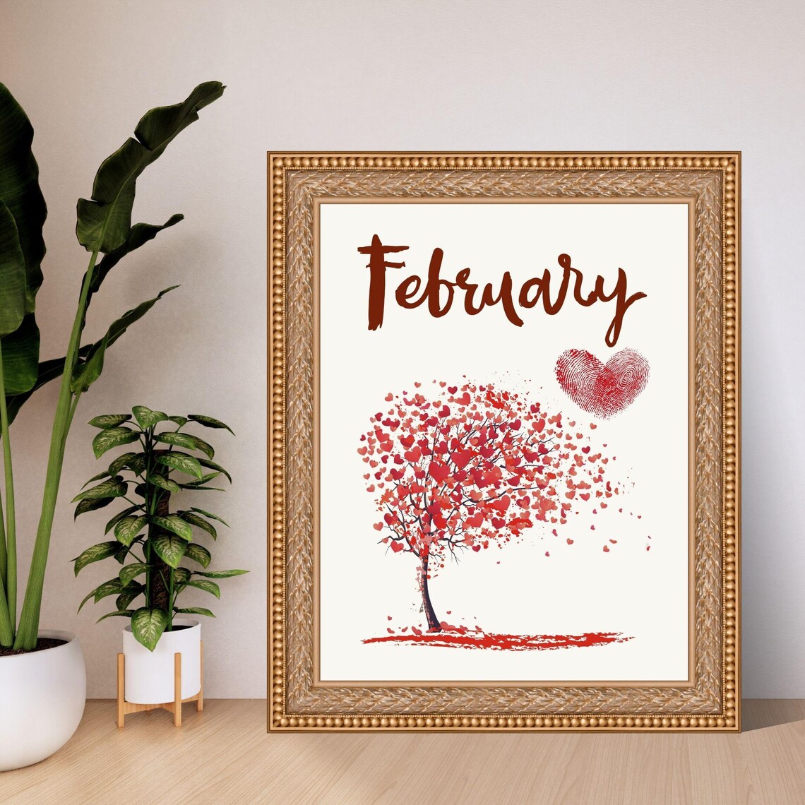 February Heart Tree Love Month Fingerprint Heart Seasonal Art Print - Image 2