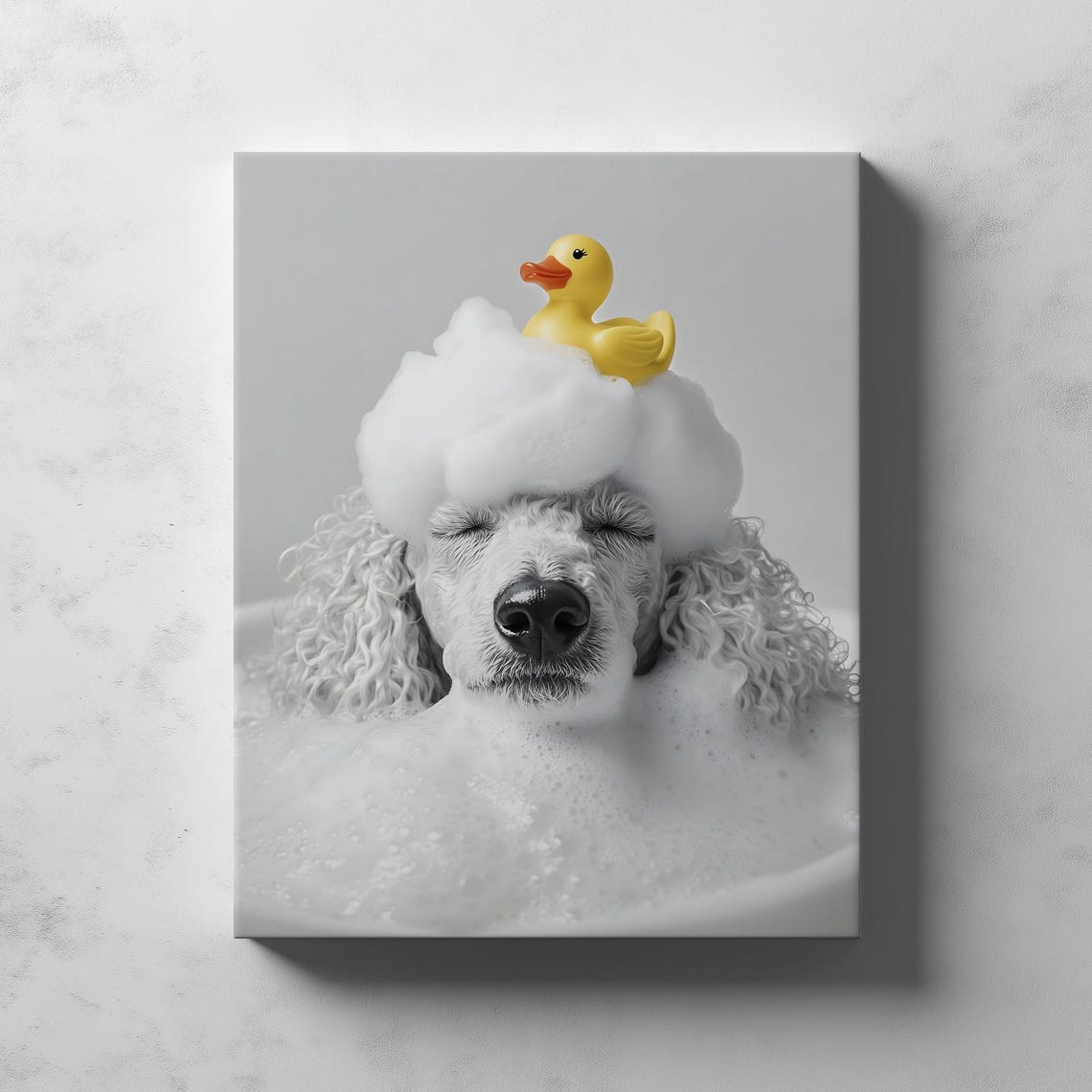 Elegant Poodle Dog Bubble Bath With Rubber Duck Funny Pet Poster - Image 2