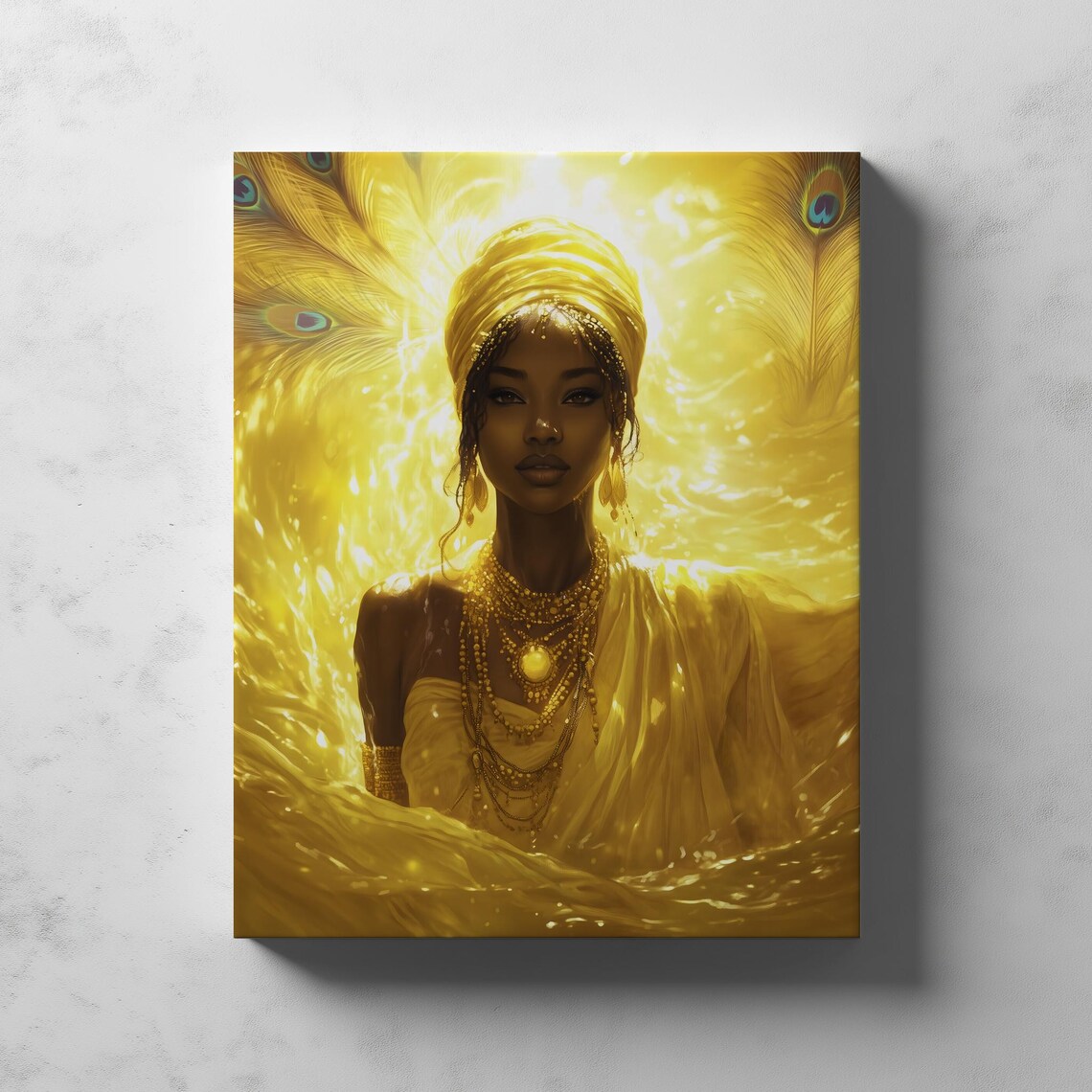 Oshun Golden Goddess of Love Yoruba Orisha Peacock Art Poster - Image 4