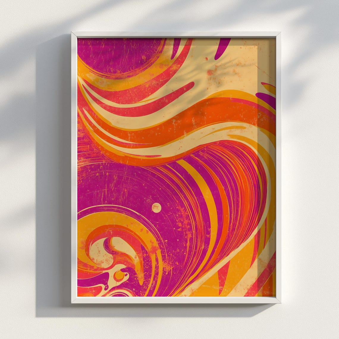 Blush Current Soft Flowing Waves Retro Abstract Pop Art Poster
