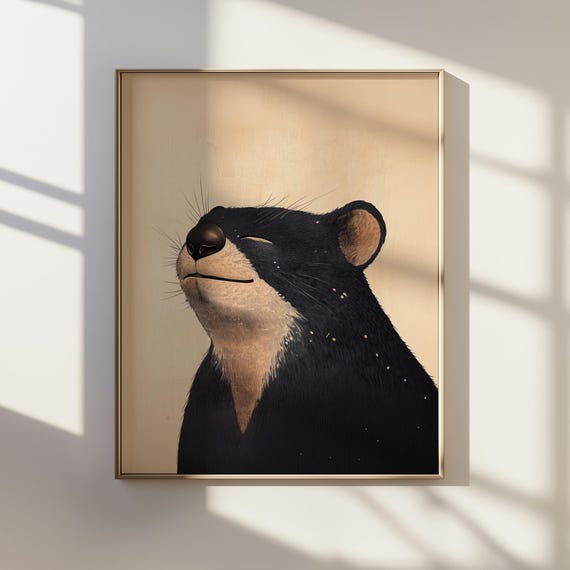 Ukiyoe Wombat Print Japanese Animal Wall Art Cute Wildlife Illustration Minimalist Nature Poster Instant Home Decor