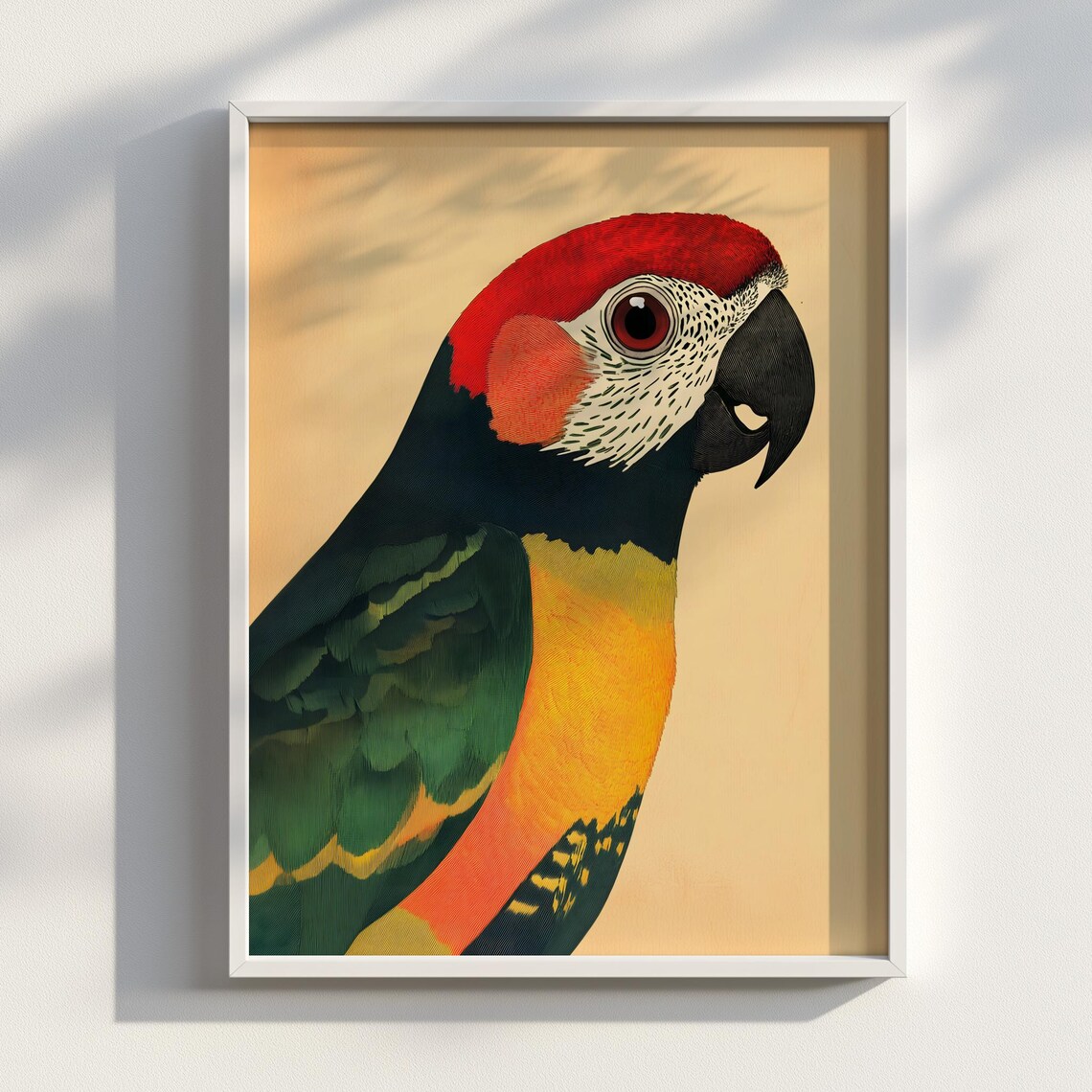 Green Cheeked Conure Portrait Colorful Parrot Ink Style Poster
