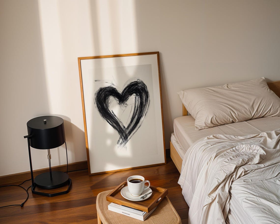 Black Brushstroke Heart Abstract Ink Love Minimalist Art Poster - Image 3