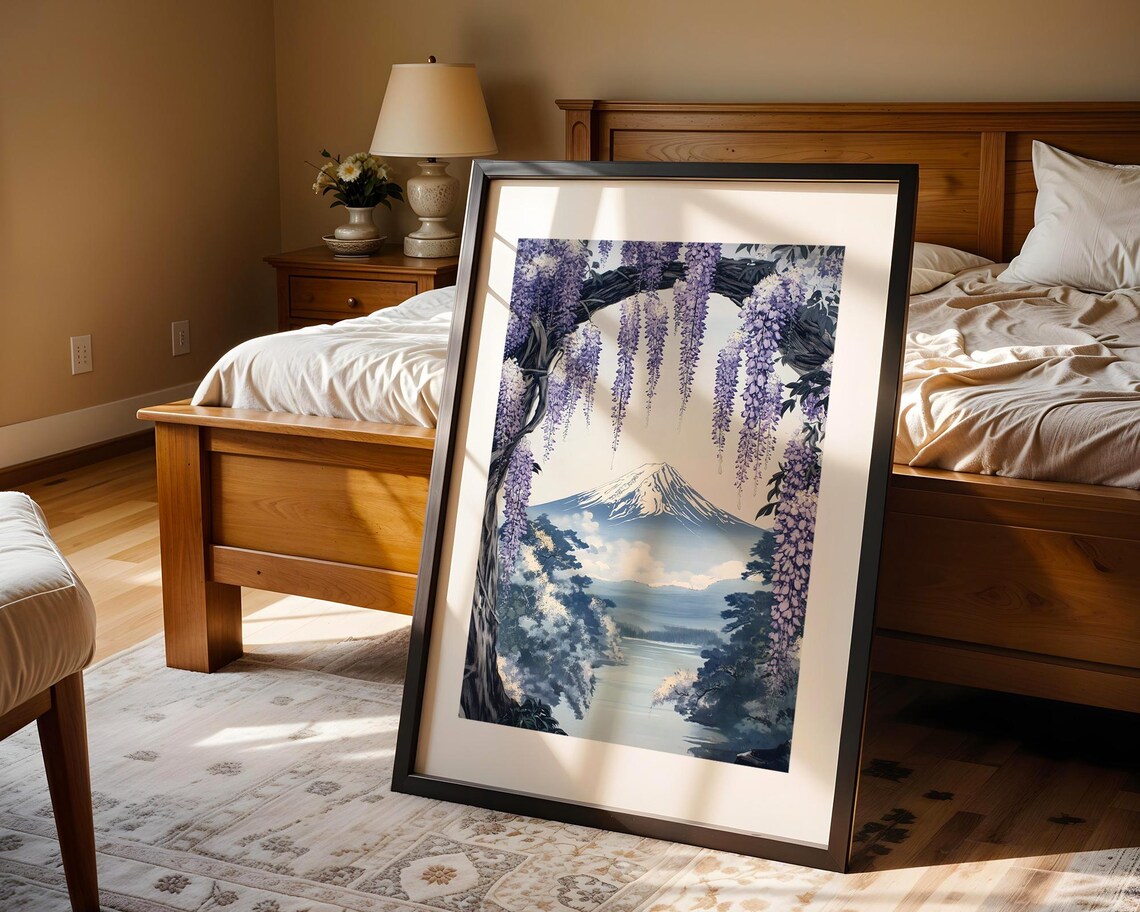 Mount Fuji Framed By Purple Wisteria Arch Blossom Art Poster - Image 4