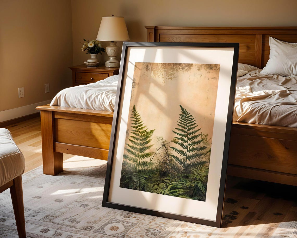 Green Fern Vintage Botanical Art on Distressed Paper Style Poster - Image 4