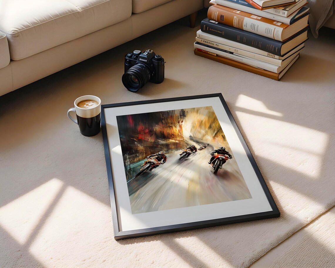 Motorcycle Racers Speeding Motion Blur Dynamic Racing Sports Poster - Image 5