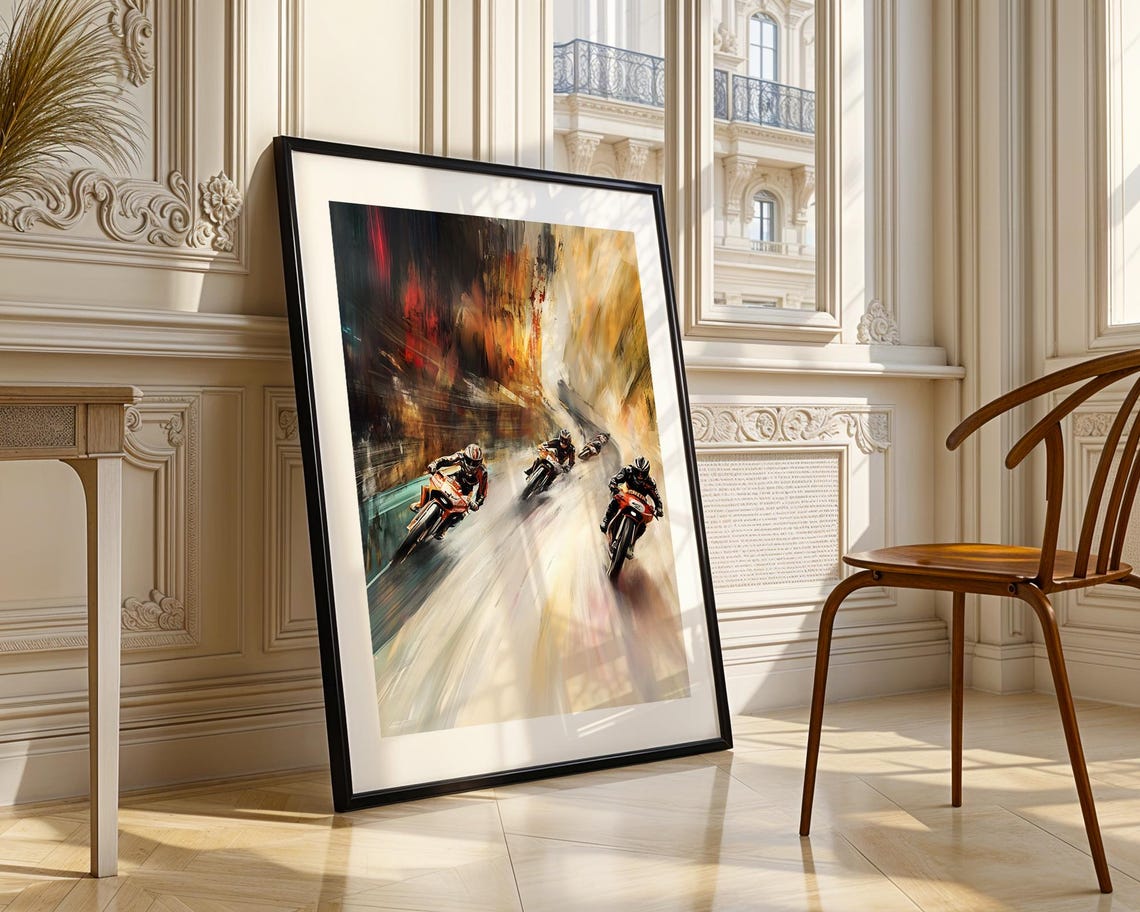 Motorcycle Racers Speeding Motion Blur Dynamic Racing Sports Poster - Image 4