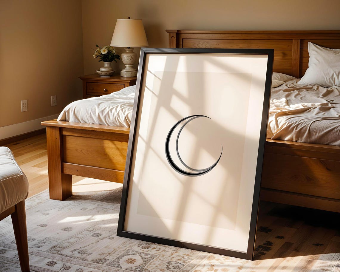 Double Crescent Moon Line Art Minimalist Celestial Decor Poster - Image 4